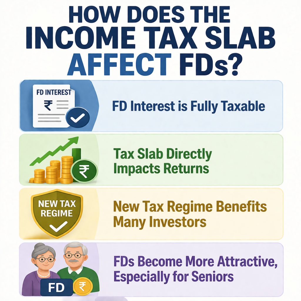 How does the income tax slab affects FDs.
